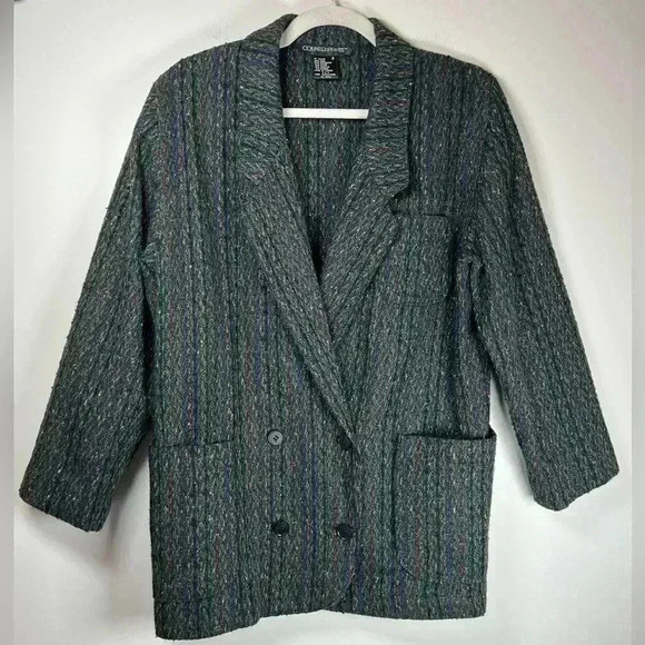 Vintage Counterparts Wool Blend Multicolor Stripe Tweed Blazer Women’s Size 6 - Picture 5 of 13